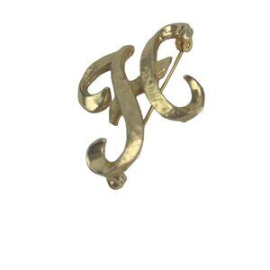 Vintage Gold Tone Monogram Letter H Brooch Pin